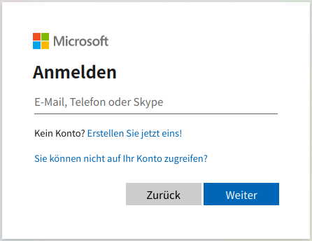 Anmeldemaske Office365