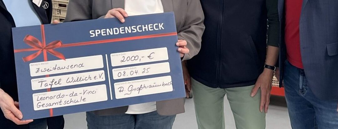 Erlös des Sponsorenlaufs: Spende von 2000€ an die Tafel Willich